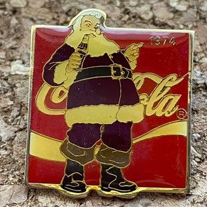 Vintage Coca Cola 1974 Santa Claus Enamel Pin